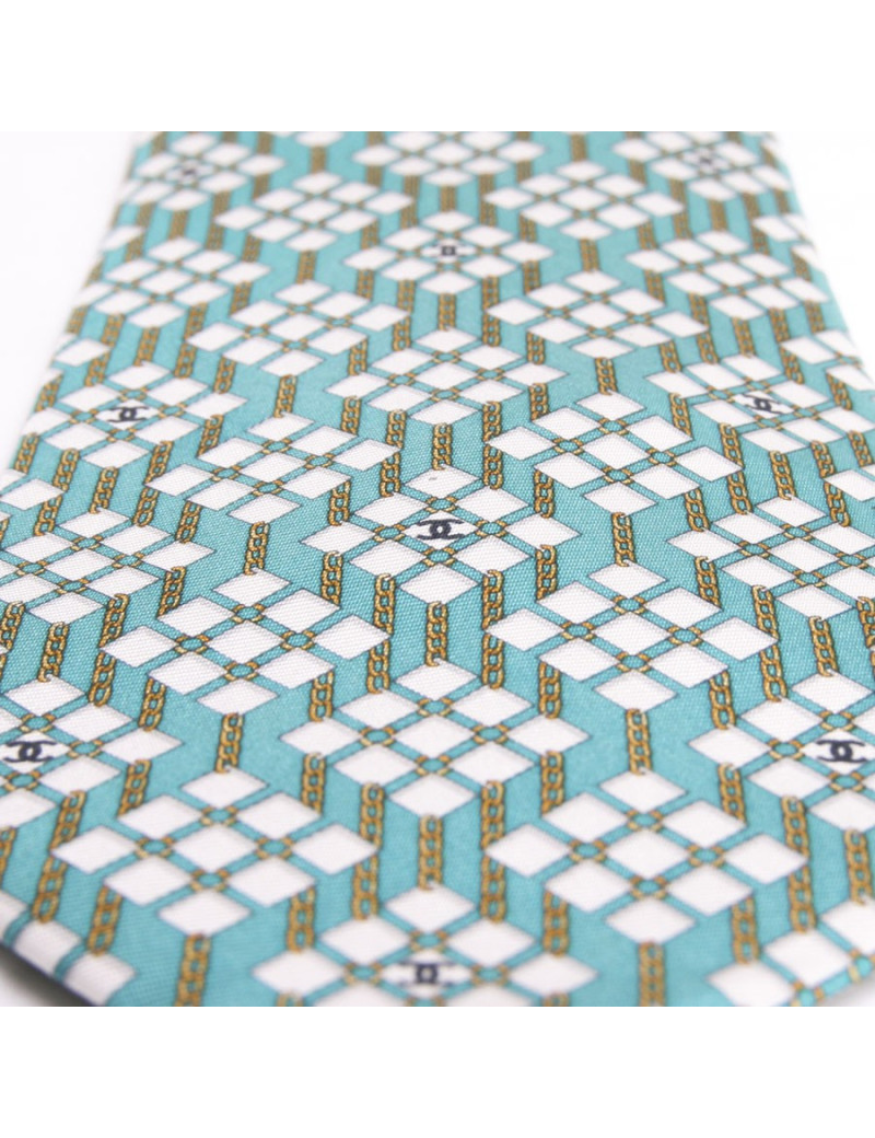 Cravate CHANEL verte et beige