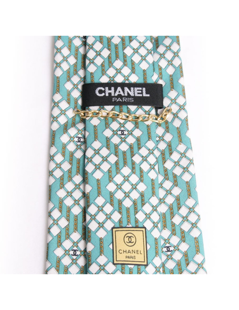Cravate CHANEL verte et beige
