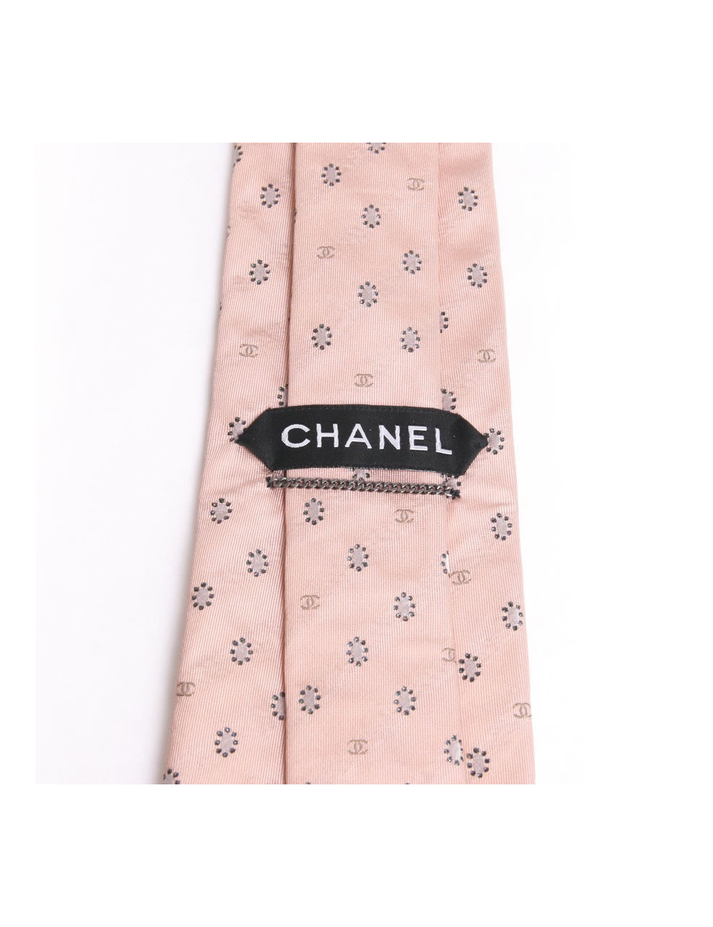 Cravate CHANEL couture soie duchesse vieux rose et brillants