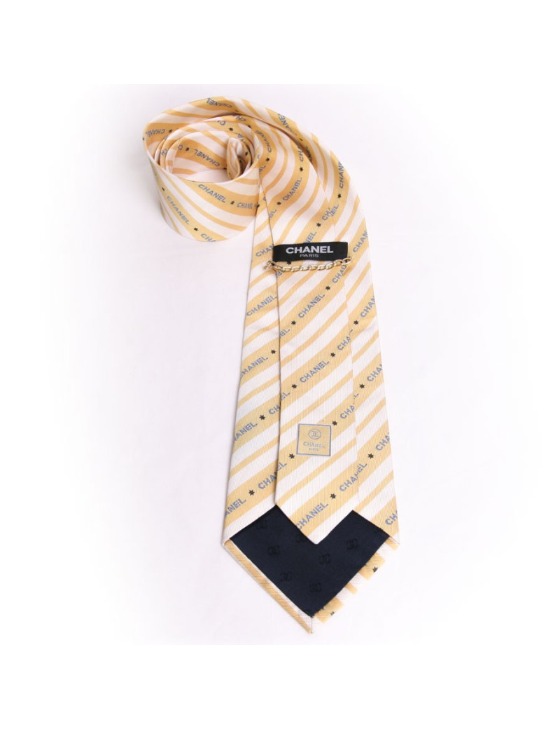 Cravate CHANEL soie jaune 