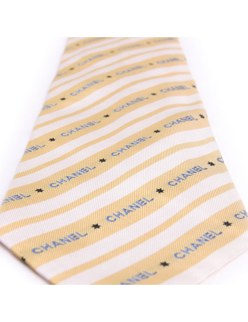 Cravate CHANEL soie jaune 