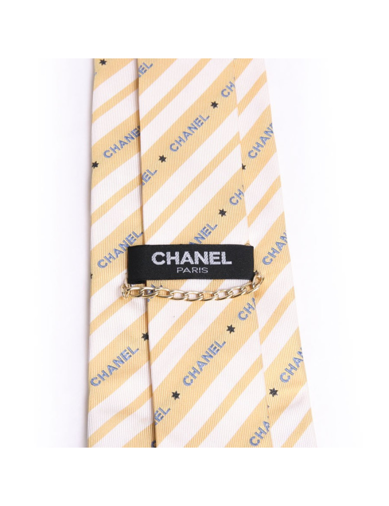 Cravate CHANEL soie jaune 