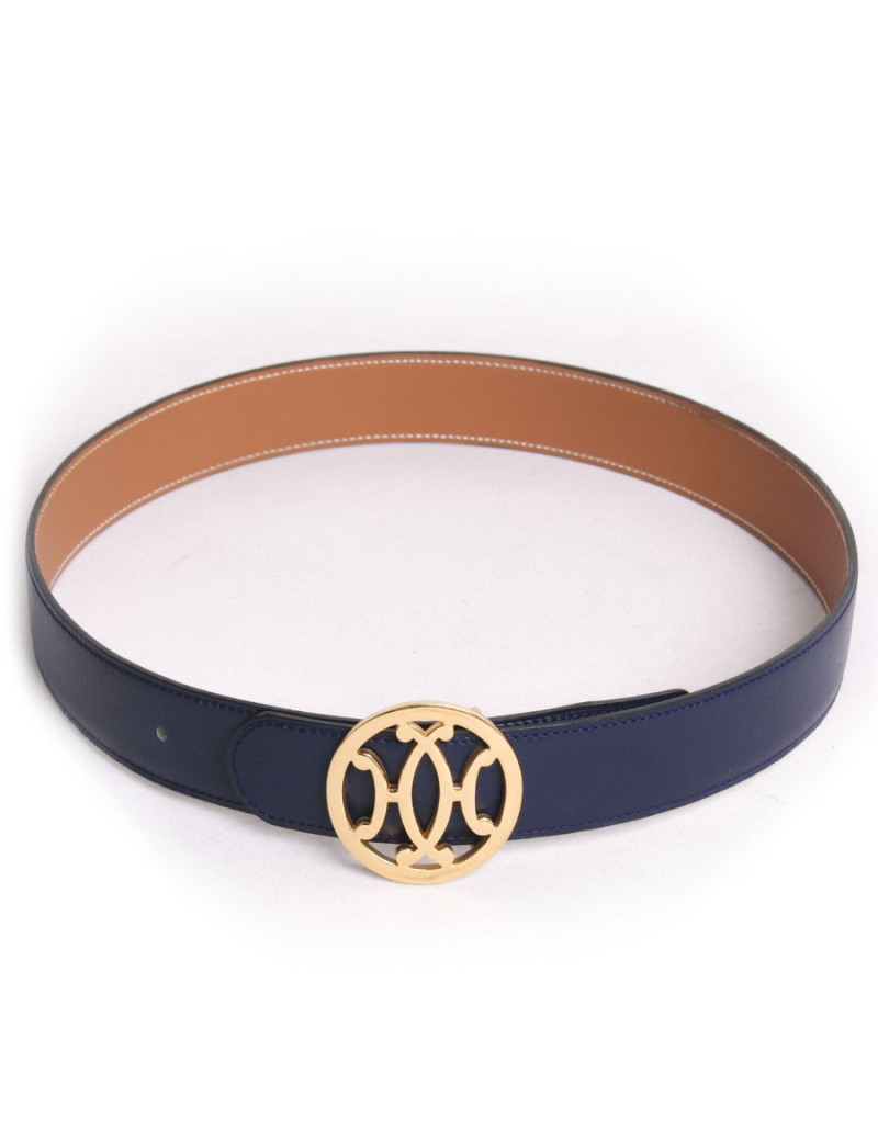 Ceinture HERMES T 70 bleu vintage