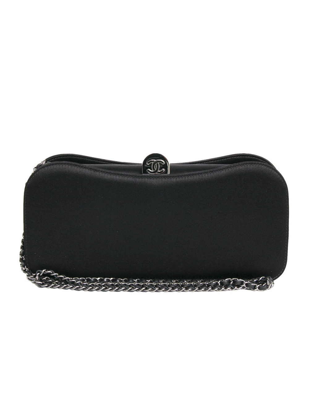Sac pochette CHANEL satin de soie noir