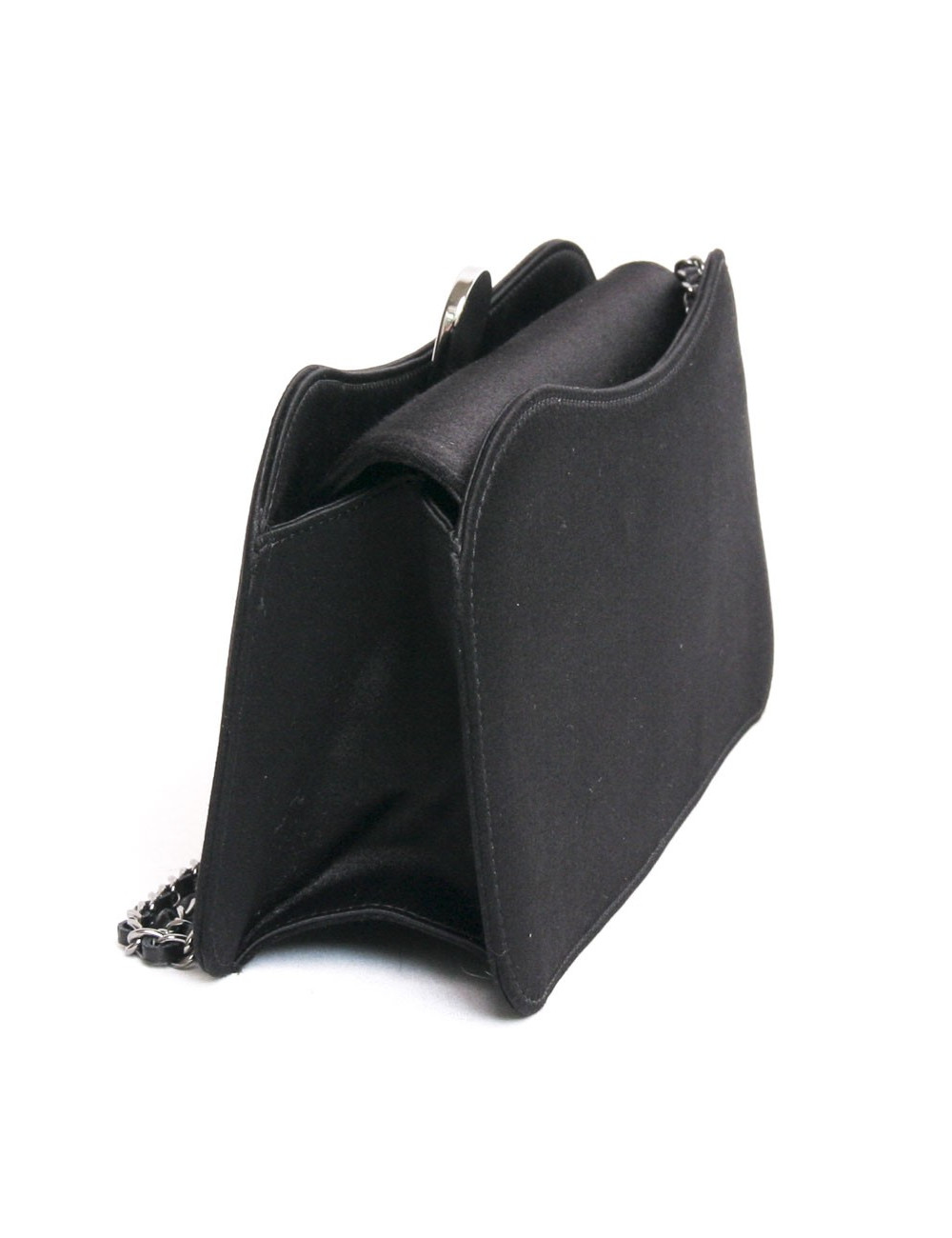 Sac pochette CHANEL satin de soie noir