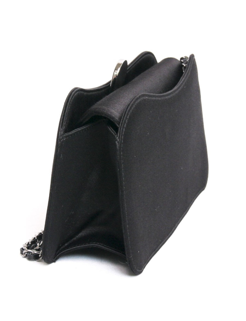 Sac pochette CHANEL satin de soie noir