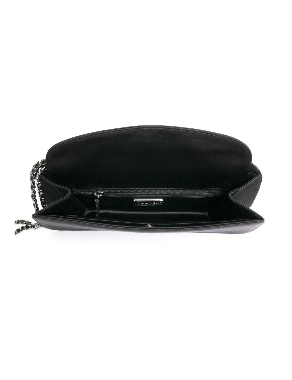 Sac pochette CHANEL satin de soie noir