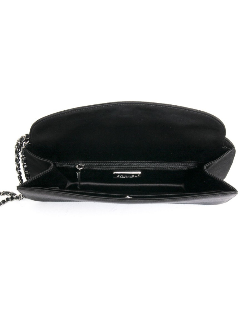 Sac pochette CHANEL satin de soie noir