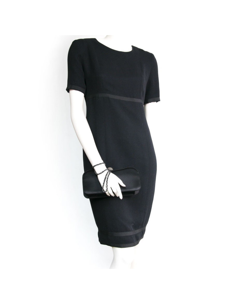 Sac pochette CHANEL satin de soie noir