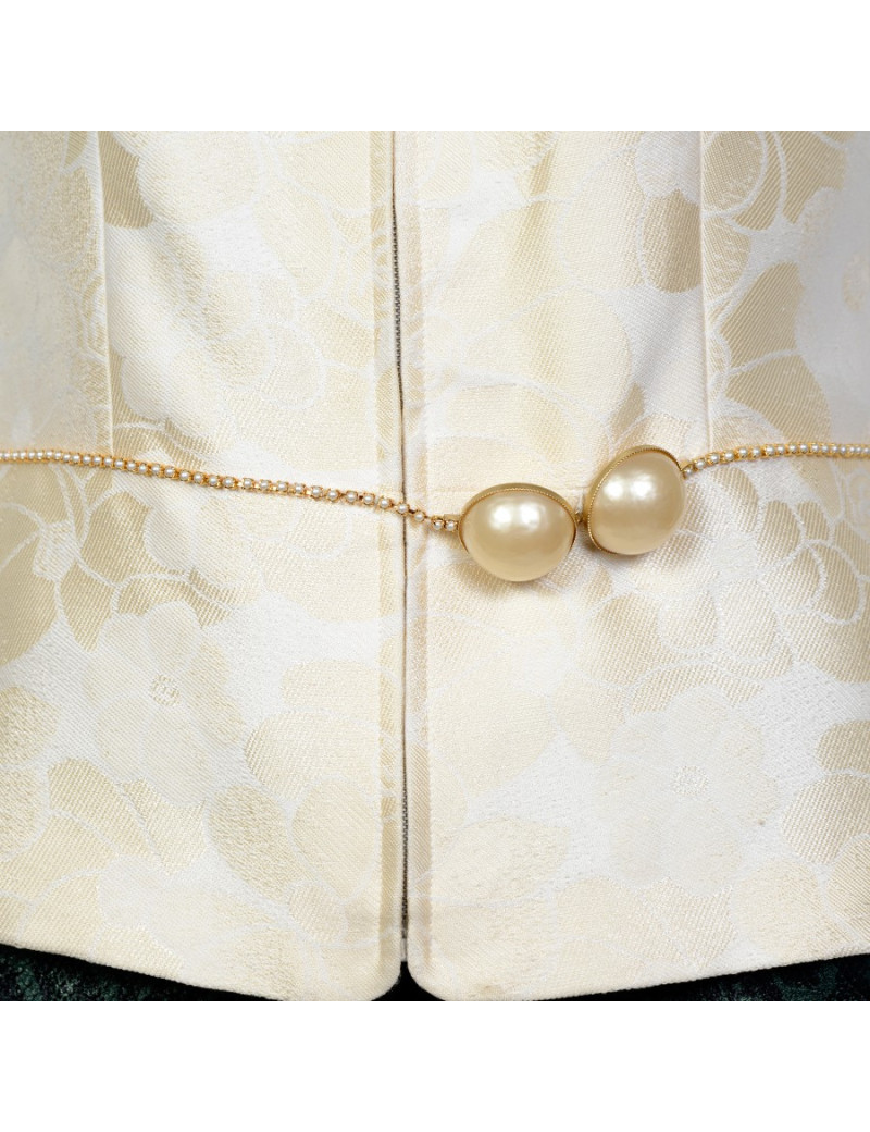 Gilet CHANEL sans manches ceinture perles nacrées