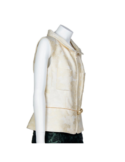 Gilet CHANEL sans manches ceinture perles nacrées