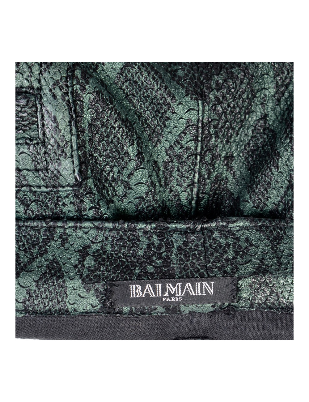 Pantalon Jean's BALMAIN cuir façon python vert dégradé T38