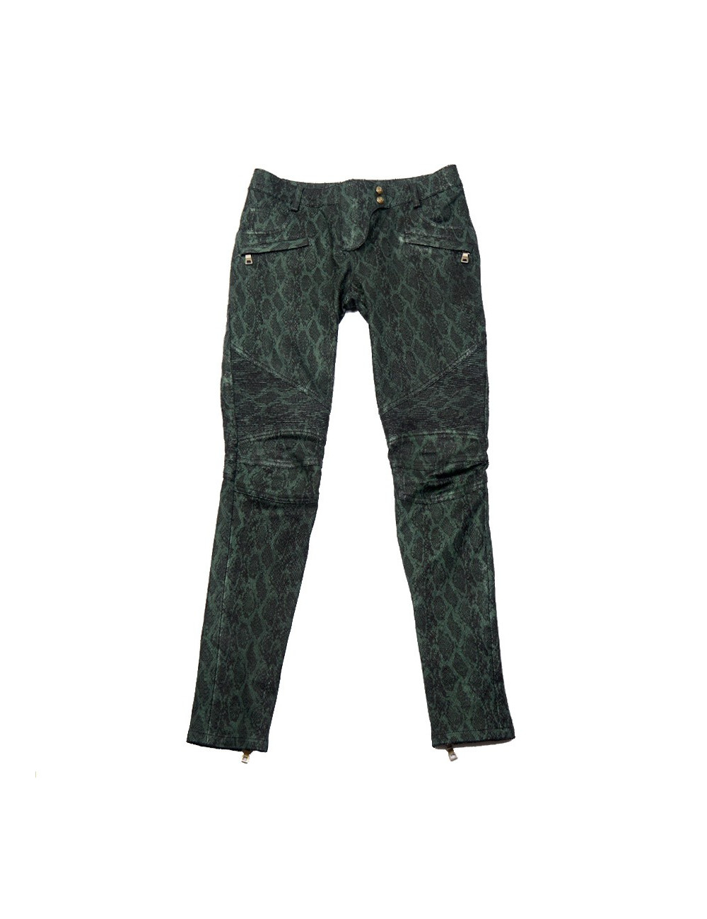 Pantalon Jean's BALMAIN cuir façon python vert dégradé T38