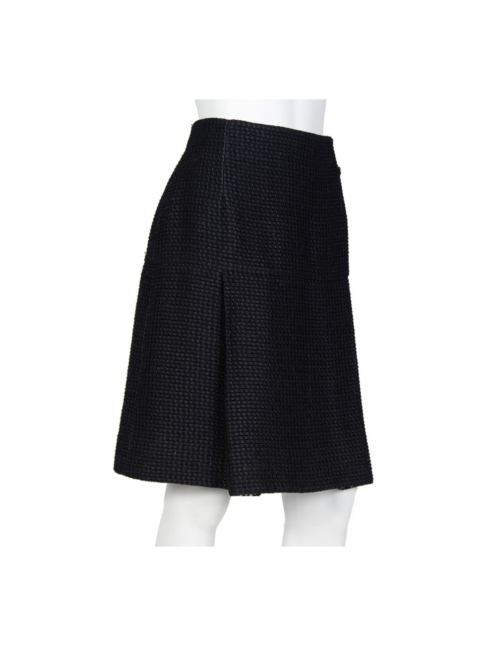 Jupe plissée CHANEL T 42 plissée tweed noir