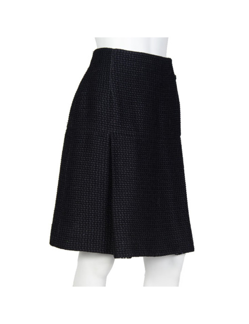 Jupe plissée CHANEL T 42 plissée tweed noir