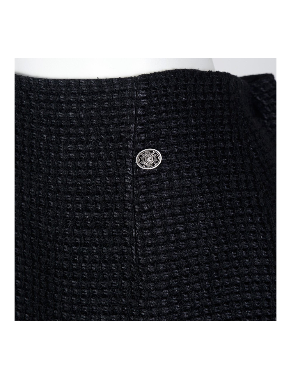 Jupe CHANEL T 42 plissée tweed noir