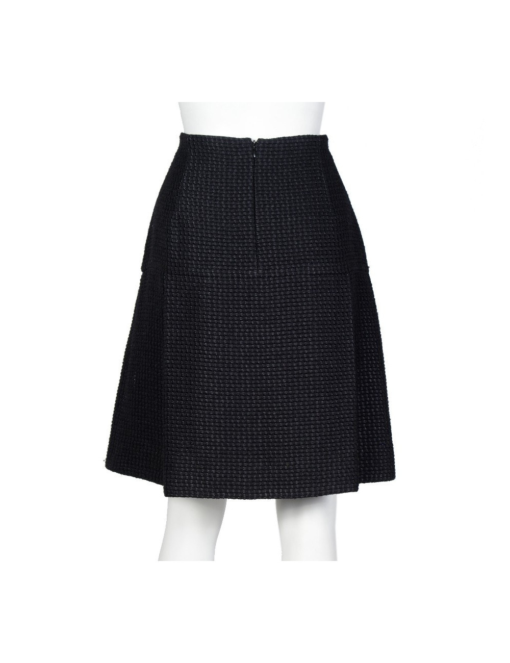 Jupe CHANEL T 42 plissée tweed noir