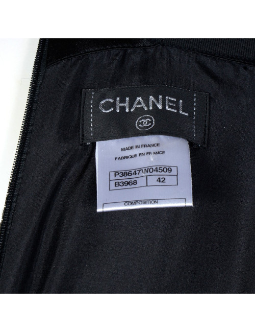 Jupe plissée CHANEL T 42 plissée tweed noir