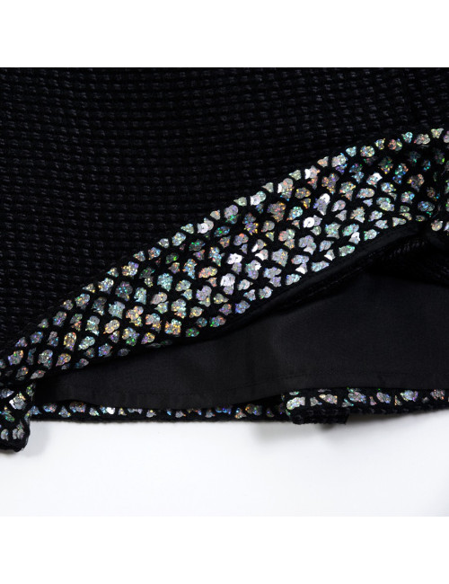 Jupe plissée CHANEL T 42 plissée tweed noir