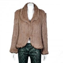 YVES SALOMON knitted fur jacket light brown