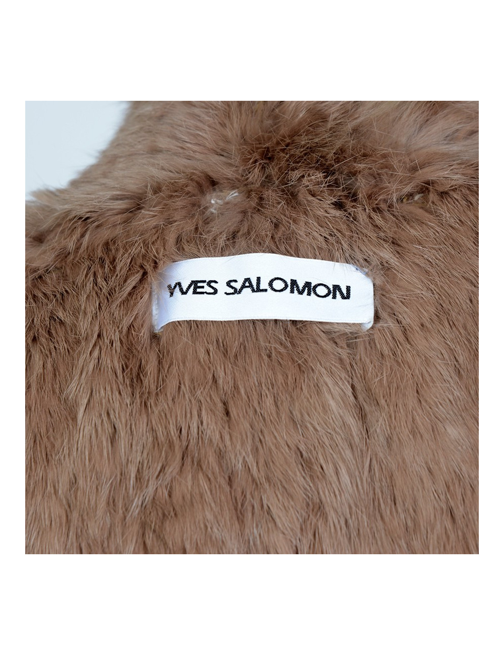 Veste YVES SALOMON fourrure tricotée marron clair