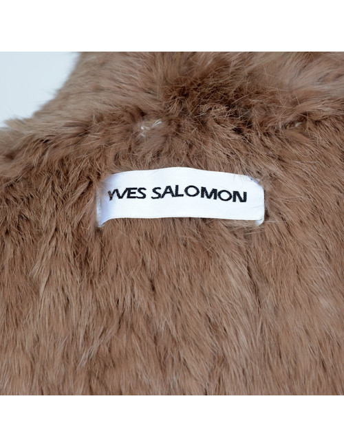 Veste YVES SALOMON fourrure tricotée marron clair