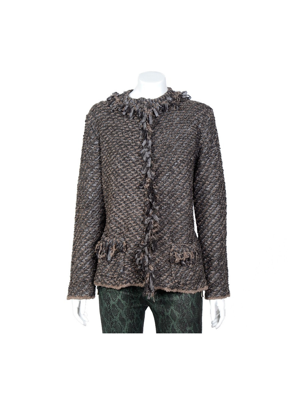 Veste gilet ARMANI T48 tweed stretch gris/marron