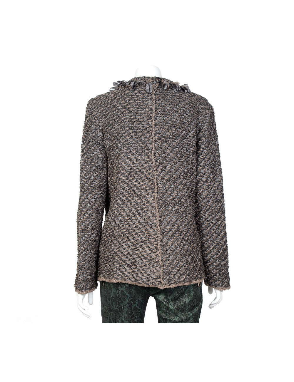 Veste gilet ARMANI T48 tweed stretch gris/marron