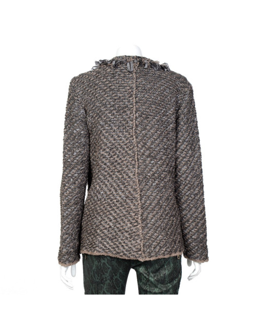 Veste gilet ARMANI T48 tweed stretch gris/marron