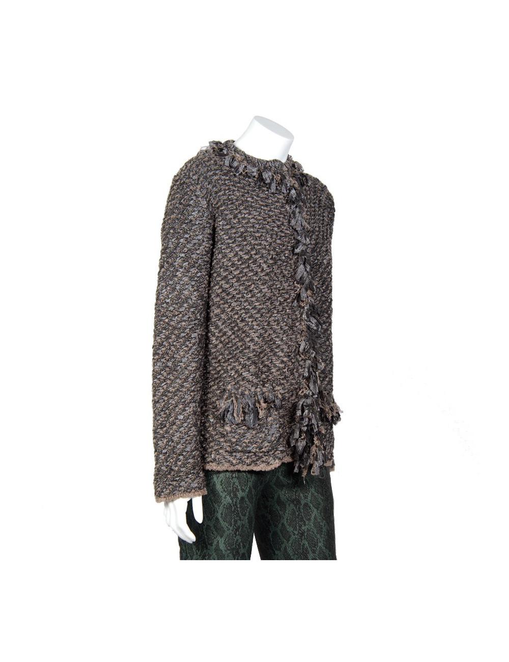 Veste gilet ARMANI T48 tweed stretch gris/marron