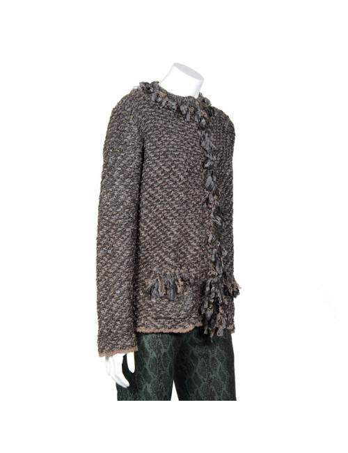 Veste gilet ARMANI T48 tweed stretch gris/marron