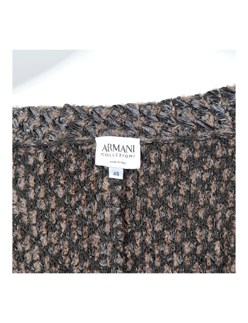 Veste gilet ARMANI T48 tweed stretch gris/marron