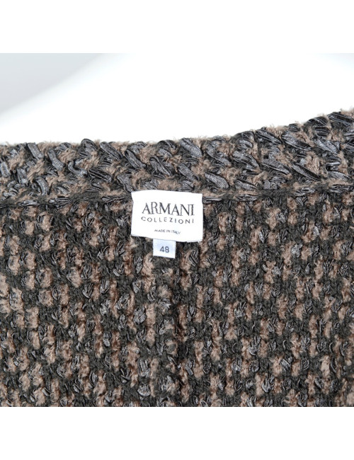 Veste gilet ARMANI T48 tweed stretch gris/marron