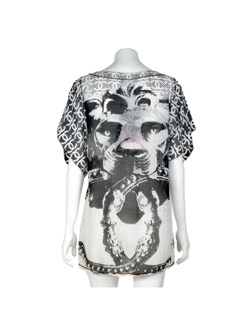 Blouse CHANEL T40 soie blanc/noir