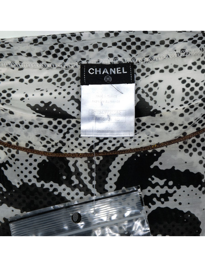 Blouse CHANEL T40 soie blanc/noir