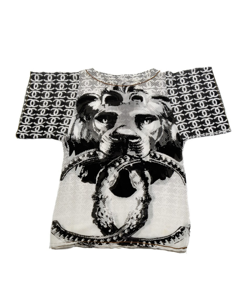 Blouse CHANEL T40 soie blanc/noir