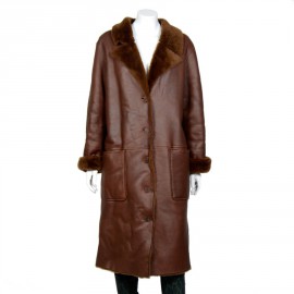 T40 CHANEL Brown Shearling coat
