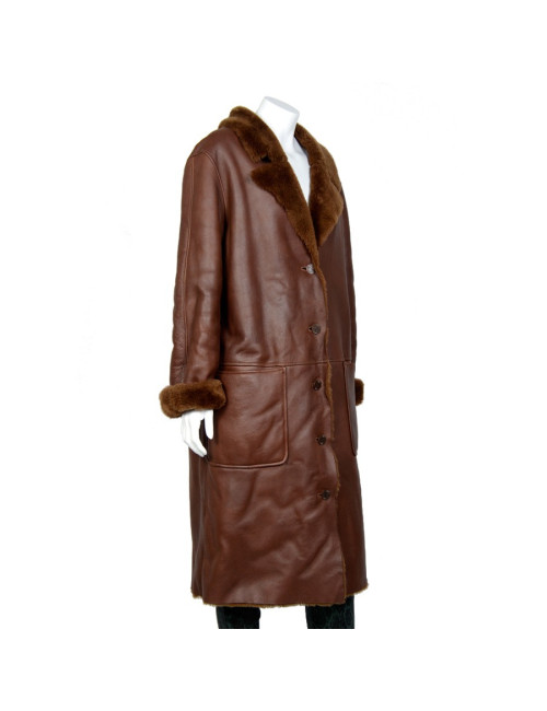 Manteau CHANEL T40 peau retournée marron