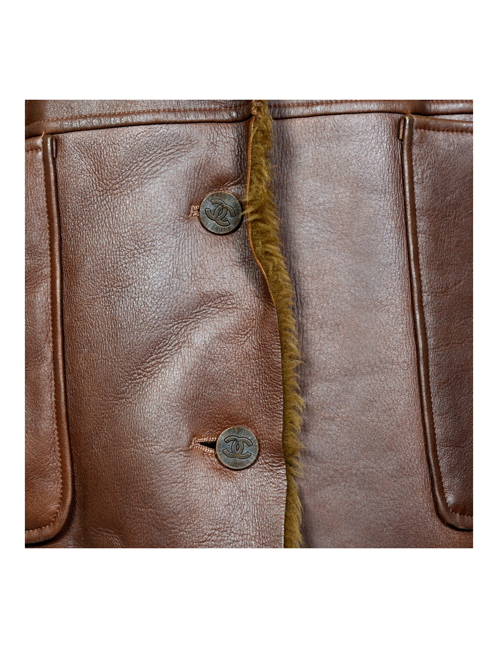 Manteau CHANEL T40 peau retournée marron