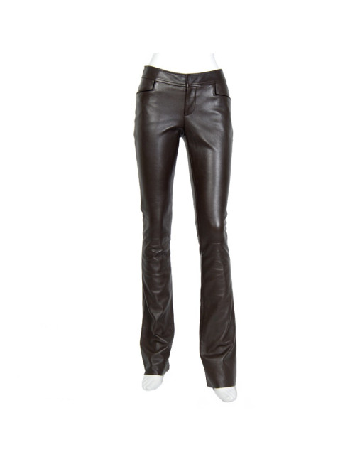 Pantalon GUCCI en cuir marron T 