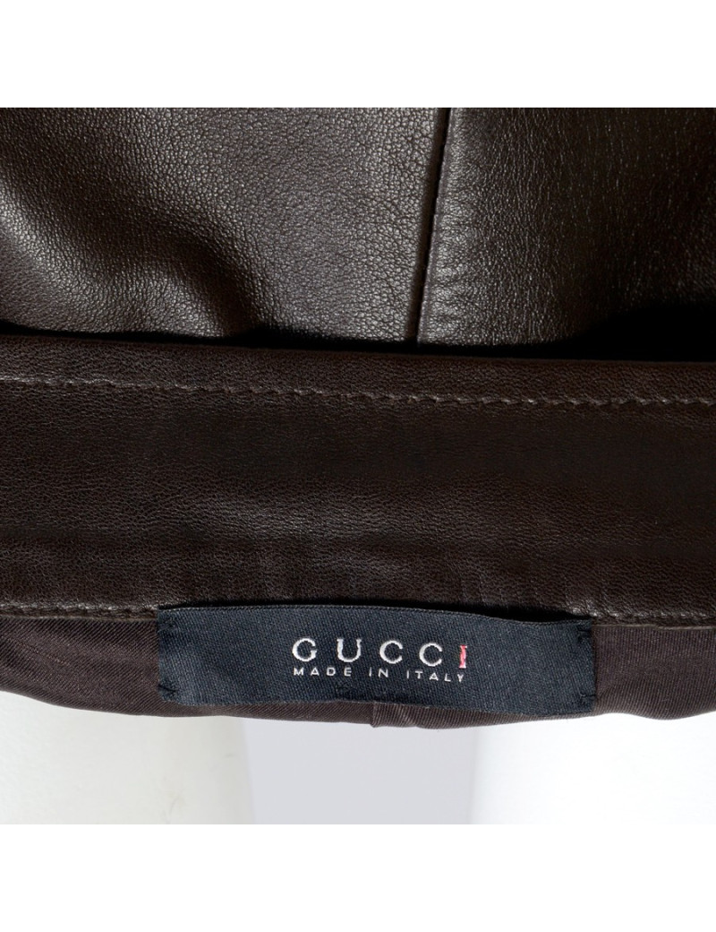 Pantalon GUCCI en cuir marron T 