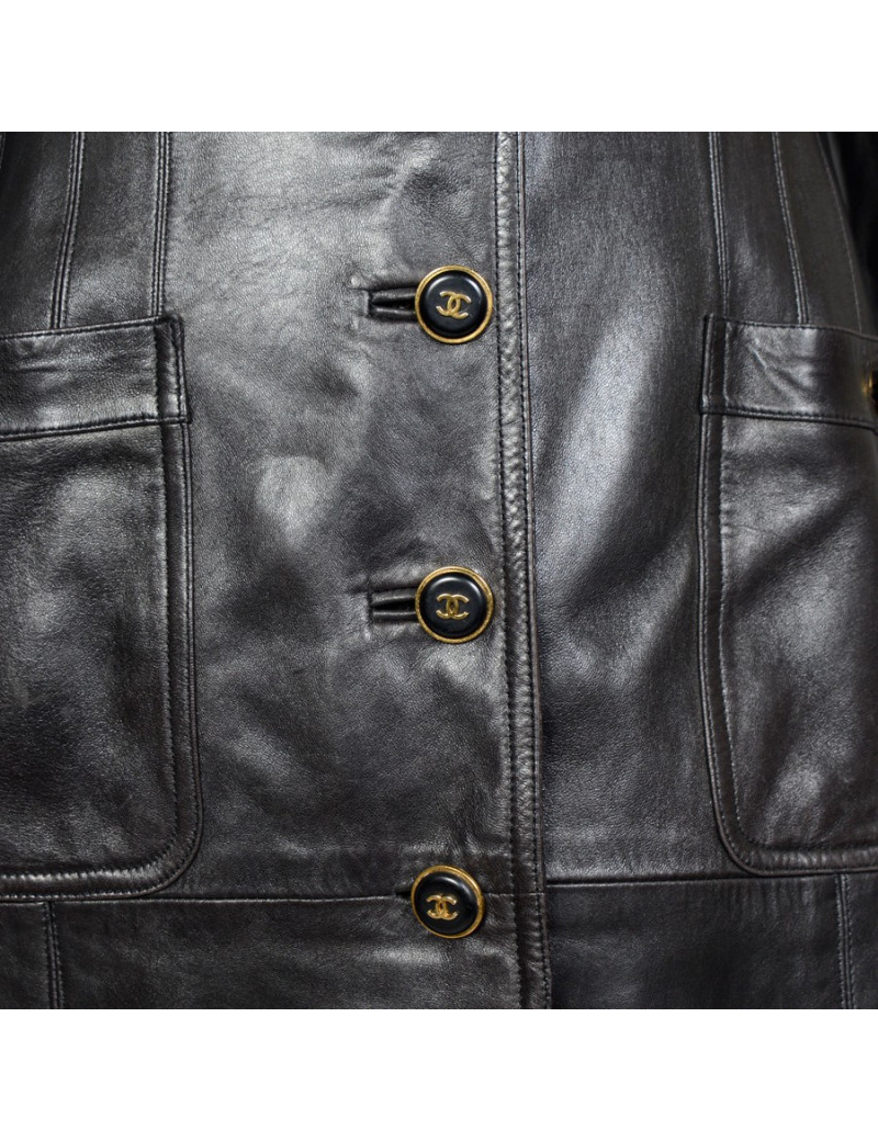 Manteau CHANEL en cuir vintage T40