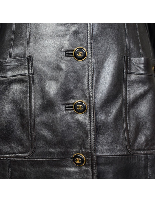 Manteau CHANEL en cuir vintage T40