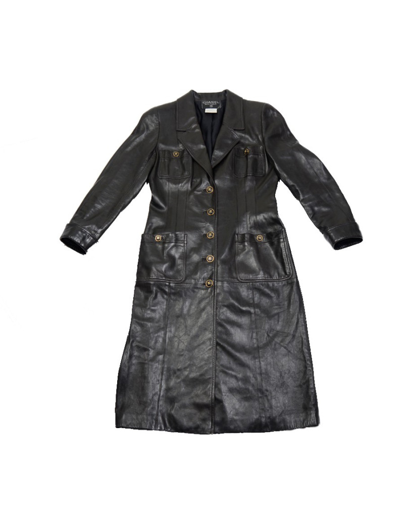 Manteau CHANEL en cuir vintage T40