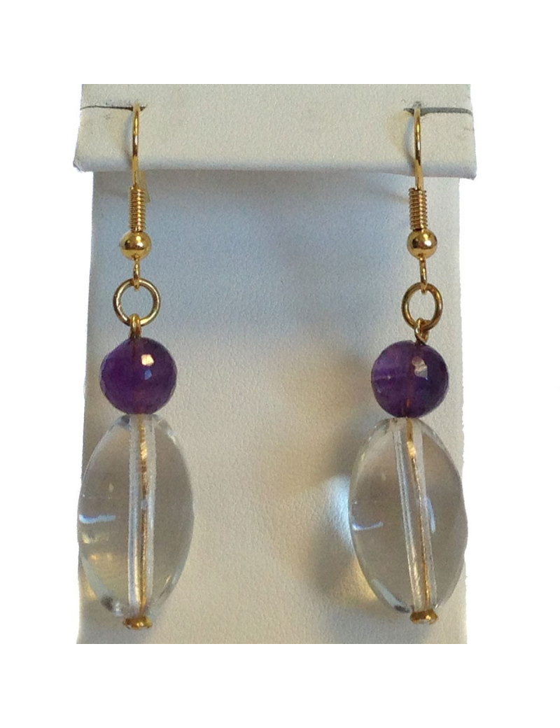 Clous MARGUERITE DE VALOIS cristal de Roche et améthyste