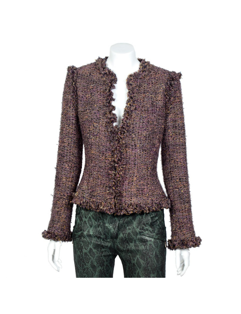 Veste CHANEL tweed prune T40
