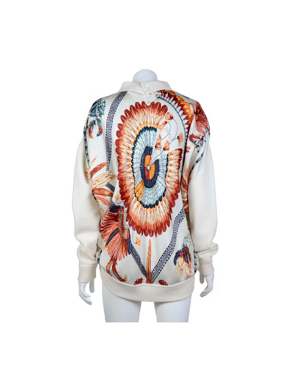 Blouse HERMES soie  motifs "plumes"