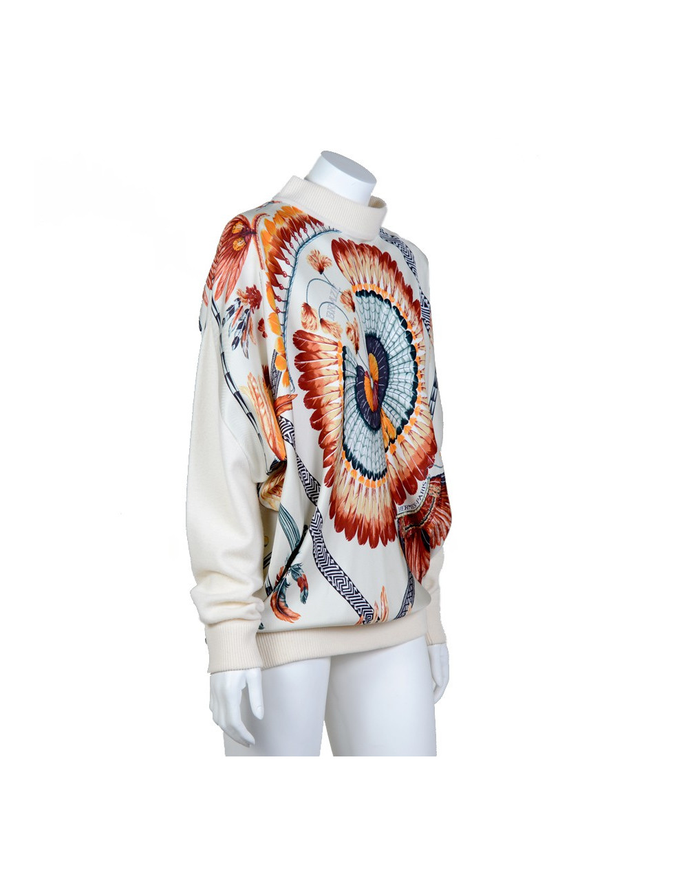 Blouse HERMES soie  motifs "plumes"