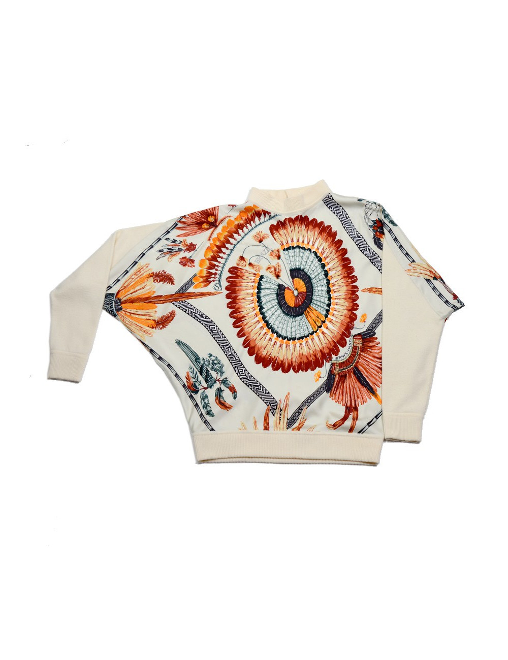 Blouse HERMES soie  motifs "plumes"