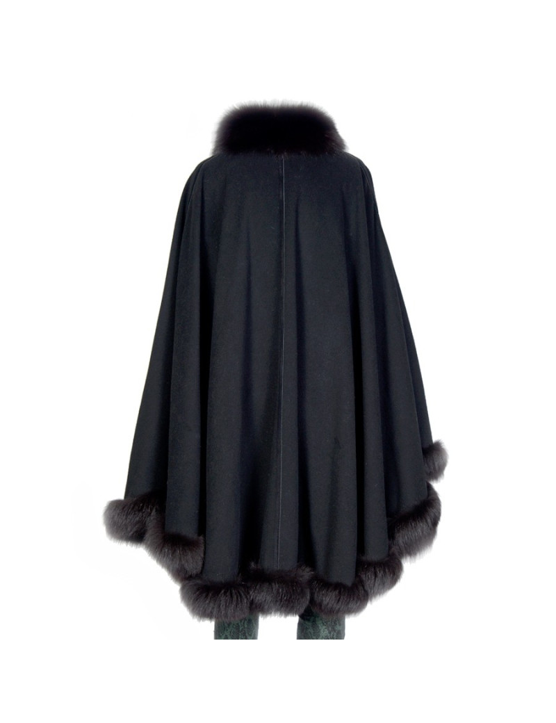 Cape GERARD BABIN drap de laine et renard noir